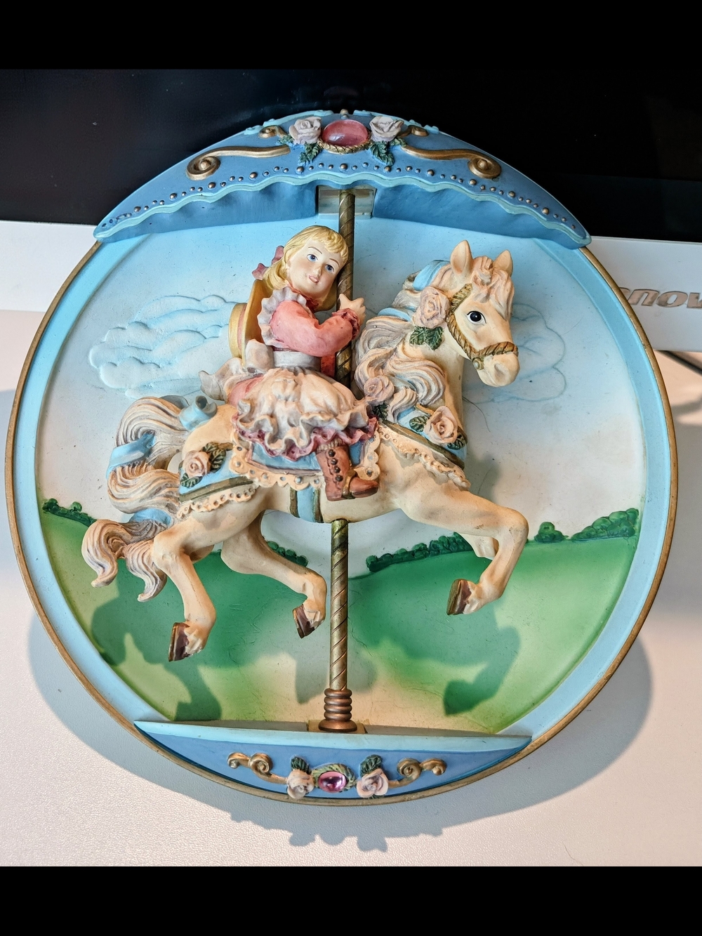 Carousel Daydreams 'Swept Away' Musical Wall Plaque - Pastel Blue & Cream